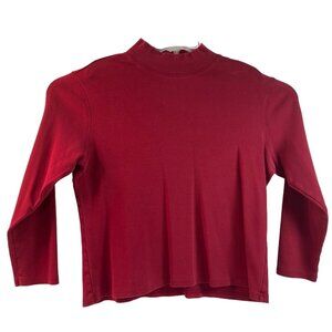 Karen Scott X-Large Red Cotton Mock Neck Turtleneck Top 26e